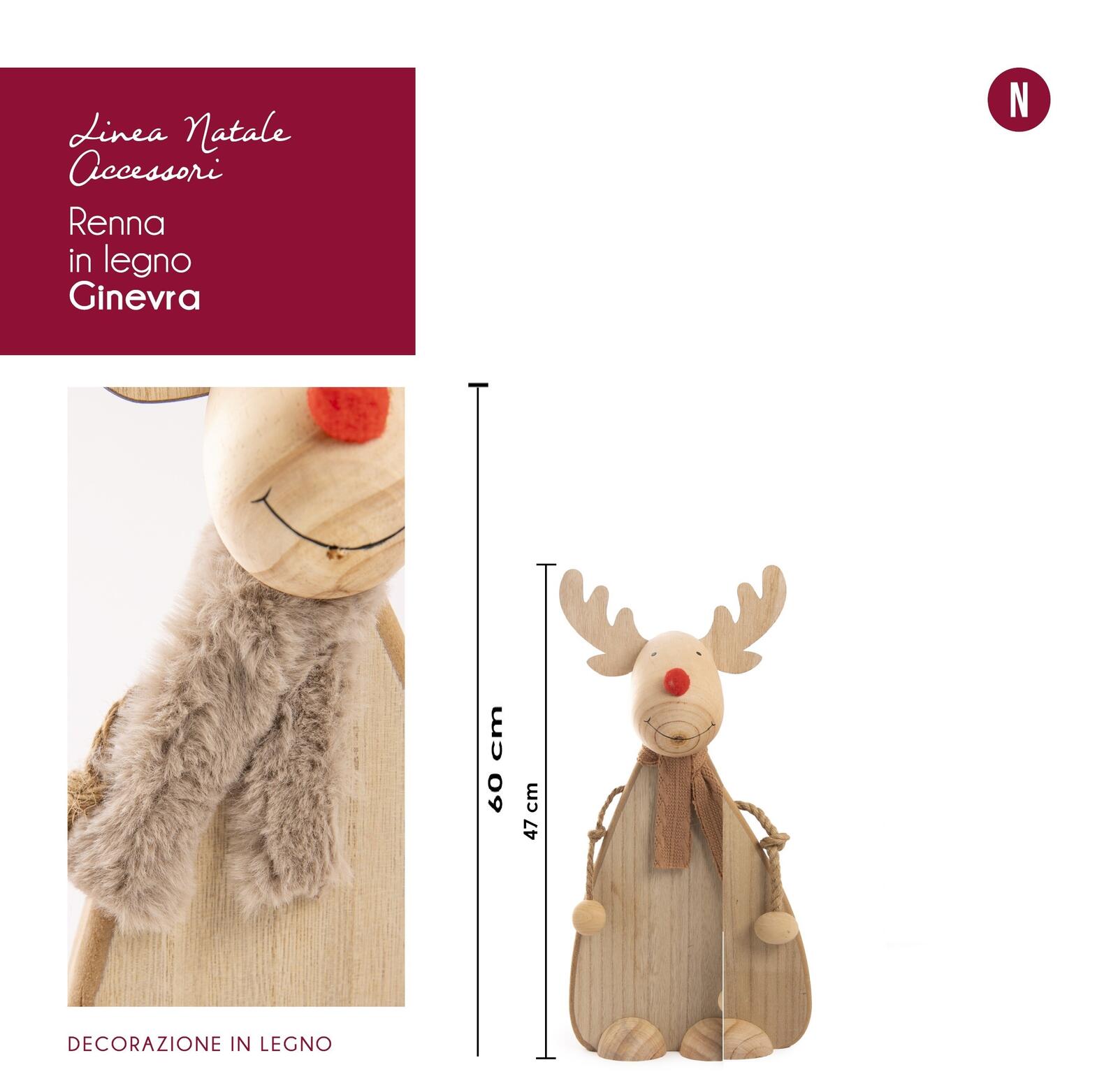 DECORAZIONE RENNA GINEVRA MEDIA Tellini S.r.l. Ingrosso Abbigliamento